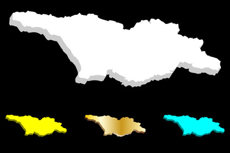 3D map of Georgia (country) - white, yellow, blue and gold - vector illustrationのイラスト素材