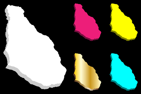 3D map of Montserrat (British Overseas Territory) - white, yellow, purple, blue and gold - vector illustrationのイラスト素材