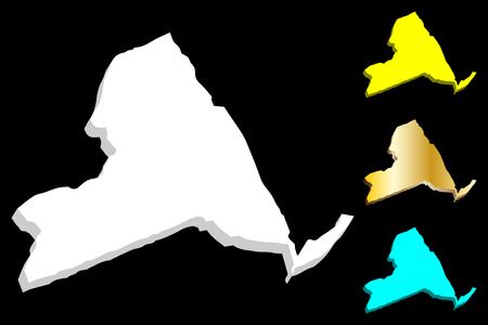 3D map of New York (United States of America, The Empire State) - white, yellow, blue and gold - vector illustrationのイラスト素材