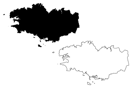 Region of Brittany (France, administrative region) map vector illustration, scribble sketch Brittany (administrative region) mapのイラスト素材