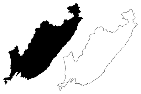 Primorsky Krai (Russia, Subjects of the Russian Federation, Krais of Russia) map vector illustration, scribble sketch Maritime Territory (Primorye) mapのイラスト素材