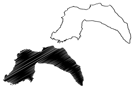Antalya (Provinces of the Republic of Turkey) map vector illustration, scribble sketch Antalya ili mapのイラスト素材