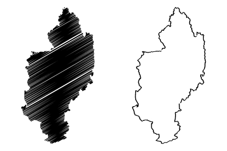 Kachin State (Administrative divisions of Myanmar, Republic of the Union of Myanmar, Burma) map vector illustration, scribble sketch Kachin mapのイラスト素材