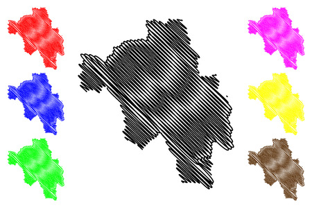 Bago Region (Administrative divisions of Myanmar, Republic of the Union of Myanmar, Burma) map vector illustration, scribble sketch Pegu Division mapのイラスト素材