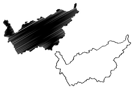 Valais (Cantons of Switzerland, Swiss cantons, Swiss Confederation) map vector illustration, scribble sketch Canton of Valais mapのイラスト素材