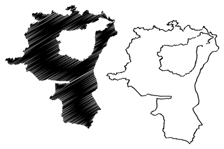 St. Gallen (Cantons of Switzerland, Swiss cantons, Swiss Confederation) map vector illustration, scribble sketch Canton of St Gall mapのイラスト素材