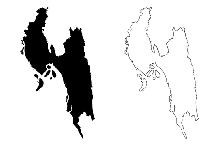 Chittagong Division (Administrative Divisions of Bangladesh) map vector illustration, scribble sketch Chattogram mapのイラスト素材