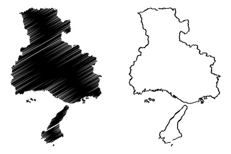 Hyogo Prefecture (Administrative divisions of Japan, Prefectures of Japan) map vector illustration, scribble sketch Hyogo mapのイラスト素材