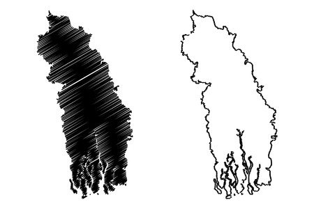 Khulna Division (Administrative Divisions of Bangladesh) map vector illustration, scribble sketch Khulna mapのイラスト素材