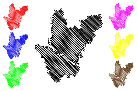 Dhaka Division (Administrative Divisions of Bangladesh) map vector illustration, scribble sketch Dhaka mapのイラスト素材