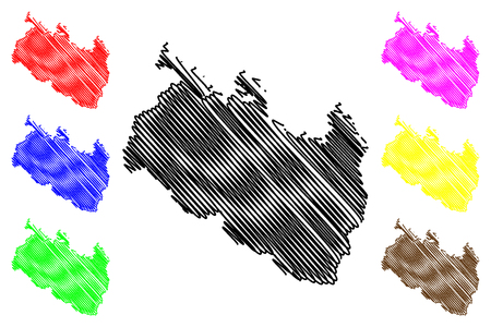 Rangpur Division (Administrative Divisions of Bangladesh) map vector illustration, scribble sketch Rangpur mapのイラスト素材
