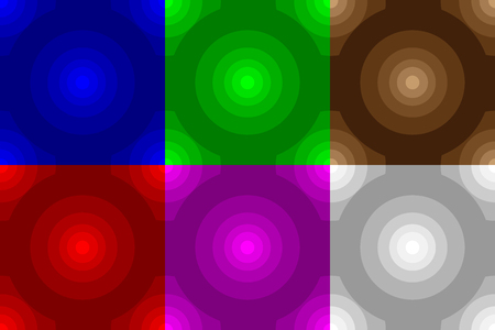 Concentric circle seamless pattern, Ring (gray, white red, blue, brown, green) background set,のイラスト素材