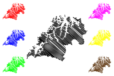 Troms (Administrative divisions of Norway, Kingdom of Norway) map vector illustration, scribble sketch Romsa fylke mapのイラスト素材