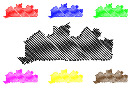 Kongo Central Province (Democratic Republic of the Congo, DR Congo, DRC, Congo-Kinshasa) map vector illustration, scribble sketch Bas-Congo mapのイラスト素材