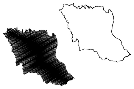 Mukdahan Province (Kingdom of Thailand, Siam, Provinces of Thailand) map vector illustration, scribble sketch Mukdahan mapのイラスト素材