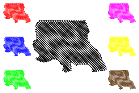 Tanganyika Province (Democratic Republic of the Congo, DR Congo, DRC, Congo-Kinshasa) map vector illustration, scribble sketch Nord-Katanga mapのイラスト素材