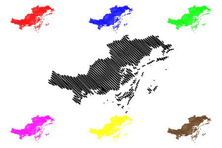 Quang Ninh Province (Socialist Republic of Vietnam, Subdivisions of Vietnam) map vector illustration, scribble sketch Tinh Quang Ninh mapのイラスト素材