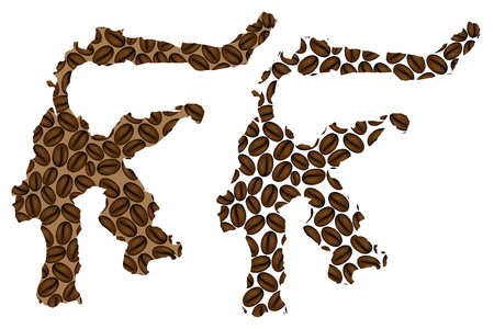 Sulawesi (Celebes) -  map of coffee bean, Sulawesi (Republic of Indonesia) map made of coffee beans,のイラスト素材