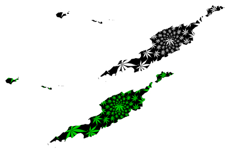 Anguilla - map is designed cannabis leaf green and black, Anguilla island map made of marijuana (marihuana,THC) foliage,のイラスト素材