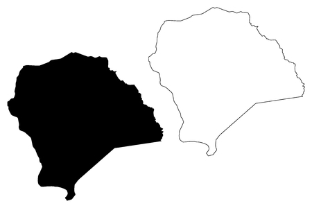 Yamoussoukro (Ivory Coast, Republic of Cote dIvoire) map vector illustration, scribble sketch District Autonome du Yamoussoukro mapのイラスト素材