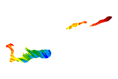 Cayman Islands - map is designed rainbow abstract colorful pattern, Grand Cayman, Cayman Brac and Little Caymanmap map made of color explosion,のイラスト素材