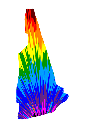 New Hampshire (United States of America, USA, U.S., US) - map is designed rainbow abstract colorful pattern, State of New Hampshire map made of color explosion,のイラスト素材