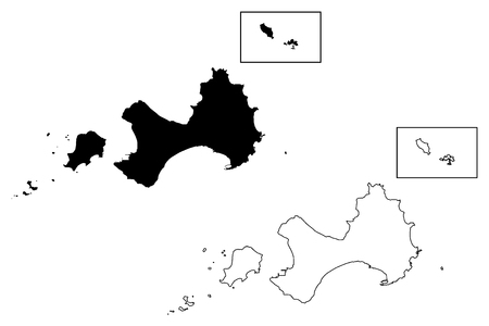 Kinmen County (Administrative divisions of Taiwan, Republic of China, ROC, Counties) map vector illustration, scribble sketch Quemoy mapのイラスト素材