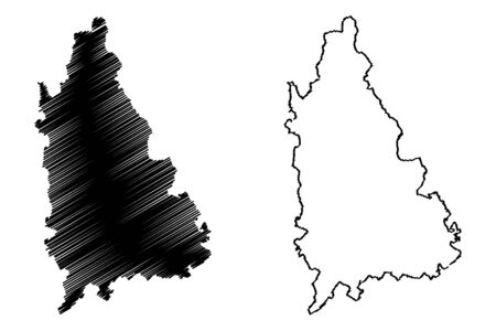 Dambovita County (Administrative divisions of Romania, Sud - Muntenia development region) map vector illustration, scribble sketch Dambovita mapのイラスト素材