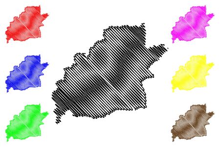 Sibiu County (Administrative divisions of Romania, Centru development region) map vector illustration, scribble sketch Sibiu mapのイラスト素材