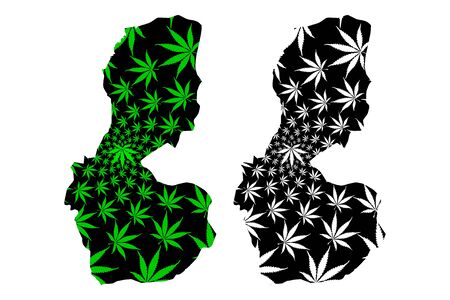 Batman (Provinces of the Republic of Turkey) map is designed cannabis leaf green and black, Batman ili map made of marijuana (marihuana,THC) foliage,のイラスト素材