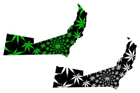 Beni Suef Governorate (Governorates of Egypt, Arab Republic of Egypt) map is designed cannabis leaf green and black, Beni Suef map made of marijuana (marihuana,THC) foliage,のイラスト素材