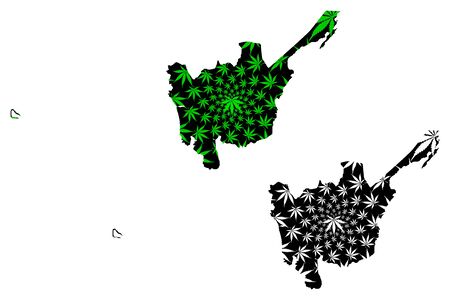 Central Luzon (Regions and provinces of the Philippines, Republic of the Philippines) map is designed cannabis leaf green and black, Region III map made of marijuana (marihuana,THC) foliage,のイラスト素材