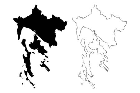 Primorje-Gorski Kotar County (Counties of Croatia, Republic of Croatia) map vector illustration, scribble sketch Primorje Gorski Kotar (Krk, Cres, Losinj and Rab island) mapのイラスト素材