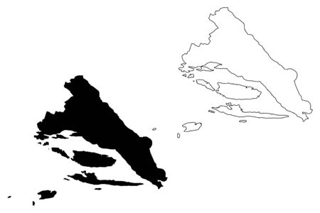 Split-Dalmatia County (Counties of Croatia, Republic of Croatia) map vector illustration, scribble sketch Split Dalmatia (Brac and Hvar island) mapのイラスト素材