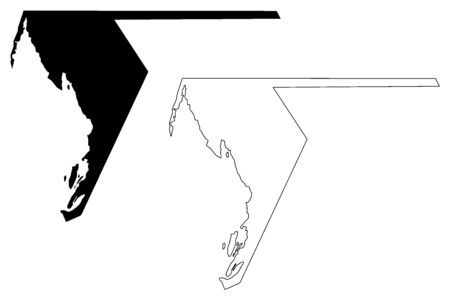 Dakhlet Nouadhibou Region (Regions of Mauritania, Islamic Republic of Mauritania) map vector illustration, scribble sketch Dakhlet Nouadhibou mapのイラスト素材