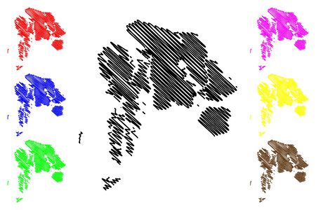 Petersburg Borough, Alaska (Boroughs and census areas in Alaska, United States of America,USA, U.S., US) map vector illustration, scribble sketch Petersburg mapのイラスト素材