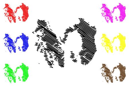 Prince of WalesâHyder Census Area, Alaska (Boroughs and census areas in Alaska, United States of America,USA, U.S., US) map vector illustration, scribble sketch Prince of WalesâOuter Ketchikan mapのイラスト素材