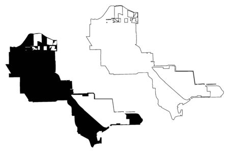 Pasadena City, Texas (United States cities, United States of America, usa city) map vector illustration, scribble sketch City of Pasadena mapのイラスト素材