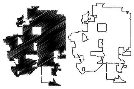 Lakewood City, Colorado (United States cities, United States of America, usa city) map vector illustration, scribble sketch City of Lakewood mapのイラスト素材