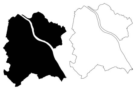 Bonn City (Federal Republic of Germany, North Rhine-Westphalia) map vector illustration, scribble sketch City of Bonn mapのイラスト素材