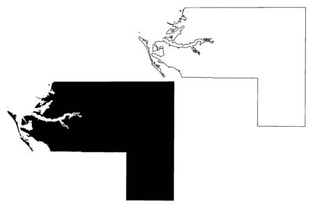 Manatee County, Florida (U.S. county, United States of America,USA, U.S., US) map vector illustration, scribble sketch Manatee mapのイラスト素材