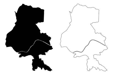 Innsbruck City (Republic of Austria, Tyrol) map vector illustration, scribble sketch City of Innsbruck mapのイラスト素材