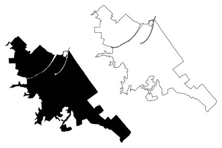 Rimini City (Italian Republic, Italy, Emilia-Romagna) map vector illustration, scribble sketch City of Rimini mapのイラスト素材