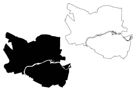 Gorzow Wielkopolski City (Republic of Poland, Lubusz Voivodeship) map vector illustration, scribble sketch City of Gorzow Wlkp. mapのイラスト素材