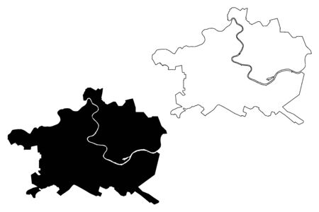 Vologda City (Russian Federation, Russia) map vector illustration, scribble sketch City of Vologda mapのイラスト素材