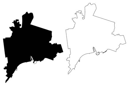Mariupol City (Ukraine, Donetsk Oblast) map vector illustration, scribble sketch City of Zhdanov mapのイラスト素材