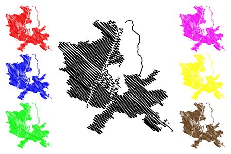 Szczecin City (Republic of Poland, West Pomeranian) map vector illustration, scribble sketch City of Szczecin mapのイラスト素材