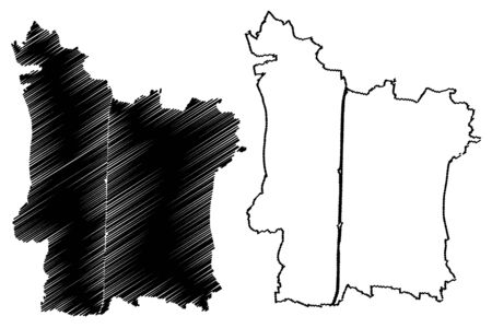 Erlangen City (Federal Republic of Germany, Bavaria) map vector illustration, scribble sketch City of Erlangen mapのイラスト素材