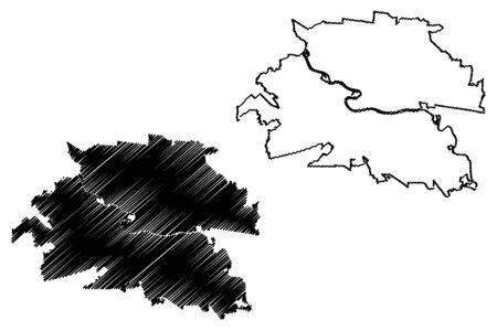 Tyumen City (Russian Federation, Russia) map vector illustration, scribble sketch City of Tyumen mapのイラスト素材