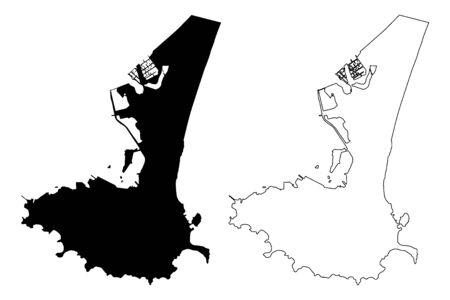Aden City (Republic of Yemen) map vector illustration, scribble sketch City of Aden mapのイラスト素材